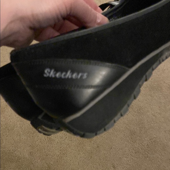 Skechers “SASSIES” Black Wedge Loafers with Suede Finish - Picture 5 of 10
